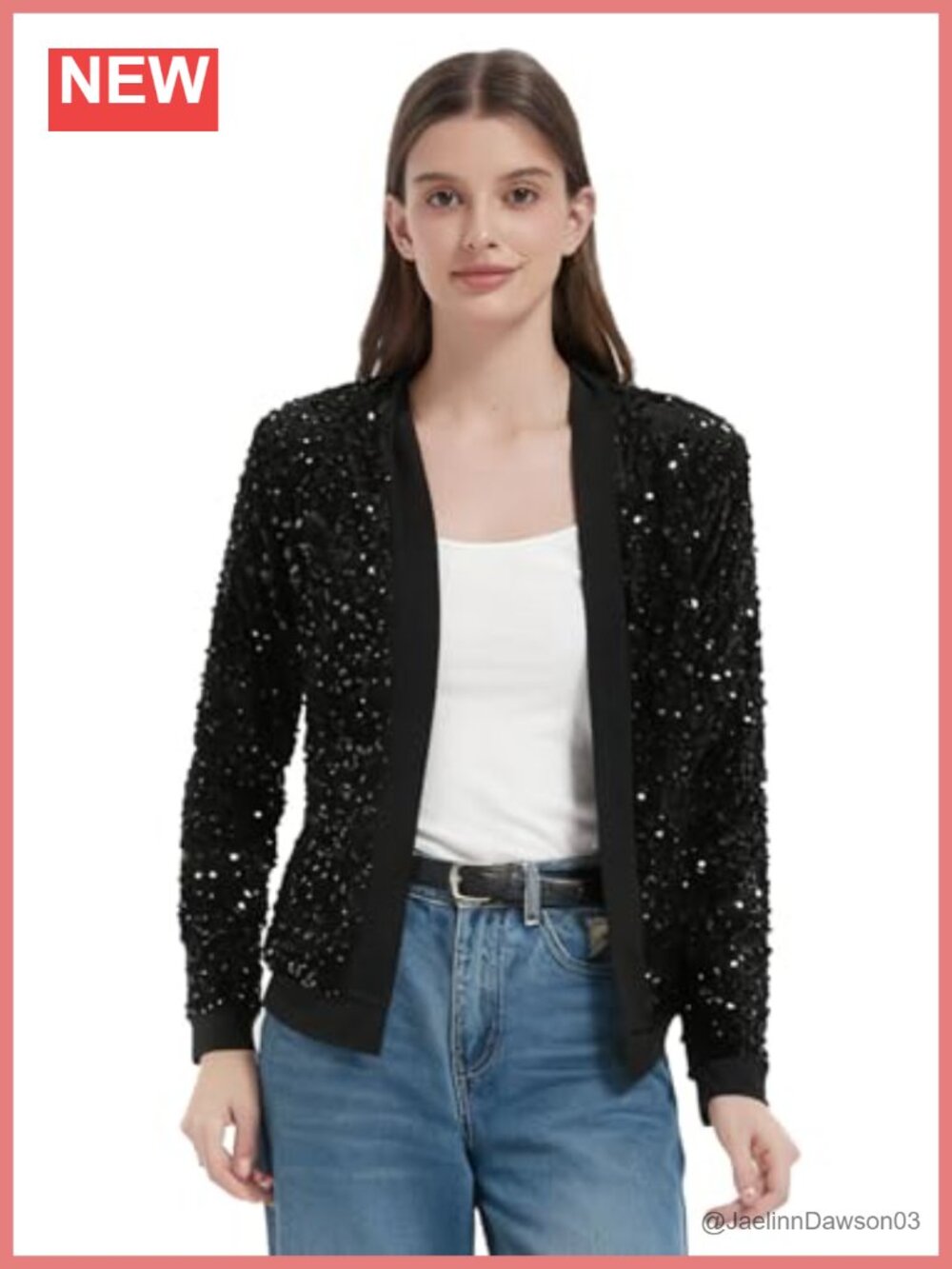 Sequin Cardigan Open Front Sparkly Blazer Long Sleeve